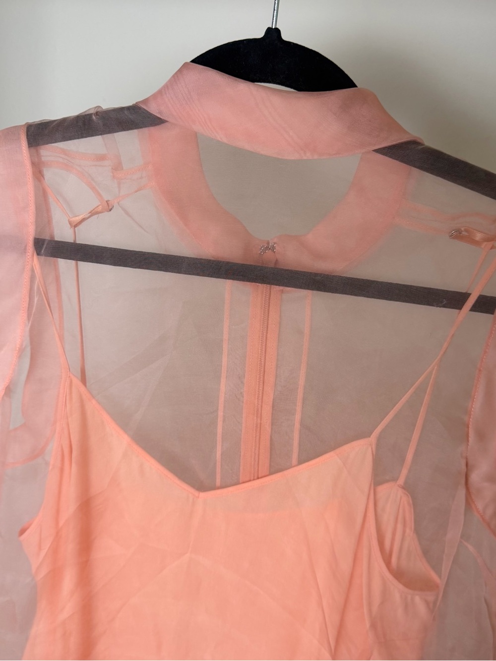 Gucci Peach Sheer Organza Sleeveless Top with Camisole - Picture 3 of 5